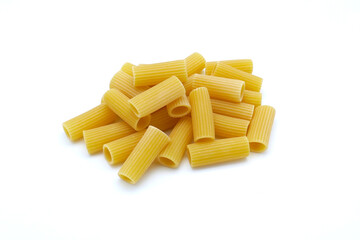 rigatoni pasta on a white