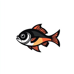 Here's a possible  and keyword list for the image.. Cartoon illustration of a small, colorful fish.