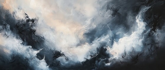 Obraz premium Abstract depiction of swirling clouds in dark and light hues.