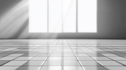 grey tile floor with soft light background