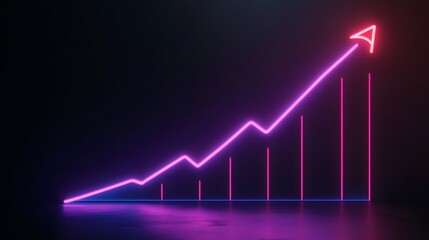 Ascendant Neon Graph:  Growth, Success, and upward trending trajectory visualized with vibrant glow.