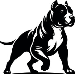 Pitbull terrier dog vector black silhouette print design