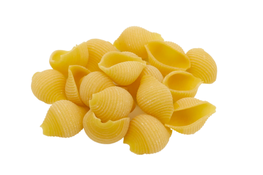 Conchiglie Rigate pasta isolated on white