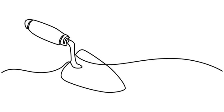 recommend clip art: Continuous one line drawing of construction trowel tools concept graphic design vector illustration. Pro vector, Continuous line drawing of cement trowel. One line of cement trowel for brick. Worker 