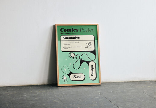 Mockup Of Vertical Customized Poster Leaning Against Wall