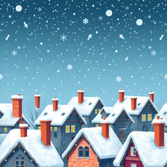 Snowy Rooftops: Christmas Themed Background Pattern - High Resolution