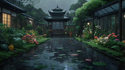 Obraz premium japanese garden in the garden
