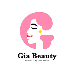 Letter G Beauty Woman Face Logo,for salon, spa, cosmetic, fashion, makeup, boutique and beauty clinic business