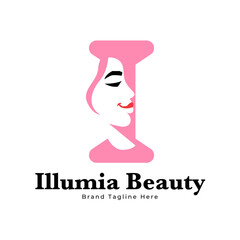 Letter I Beauty Woman Face Logo,for salon, spa, cosmetic, fashion, makeup, boutique and beauty clinic business