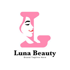 Letter L Beauty Woman Face Logo,for salon, spa, cosmetic, fashion, makeup, boutique and beauty clinic business