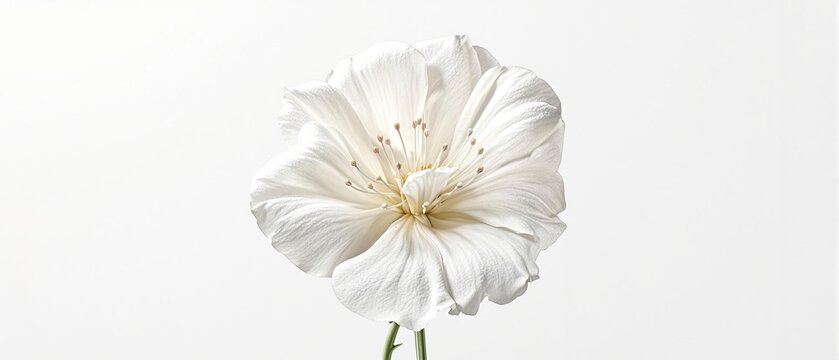 Beautiful white musk mallow flower isolated on white background, beauty, pure