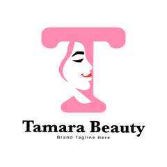 Letter T Beauty Woman Face Logo,for salon, spa, cosmetic, fashion, makeup, boutique and beauty clinic business