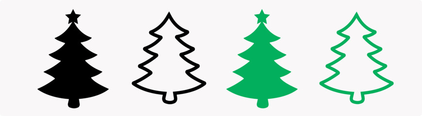 tree chrismas element illustration. Merry Chrismas tree icon set on gray background, set of silhouettes of trees chersmas, vector illustration EPS 10