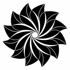 Fototapeta premium Petal Spiral vector silhouette black design white background