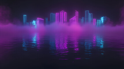 Fototapeta premium Cyberpunk City: Neon Reflections