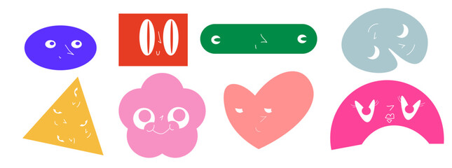 Different Shapes with Eyes and Faces Design Elements