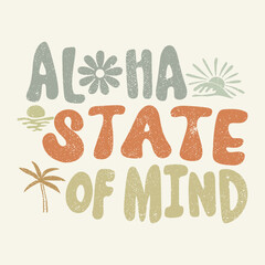 summer beach graphic prints for Hawaii aloha slogan with tropical flowers for spray effects graffiti print vibes, slogan print with inspirational text for graphic tee t shirt or sweatshirt - Vector © Syed