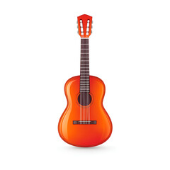Naklejka premium Vibrant orange guitar with classic design displayed on a white background