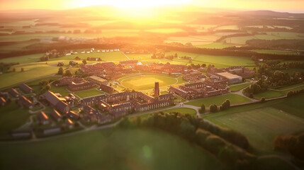Fototapeta premium Sunset's Embrace on Campus
