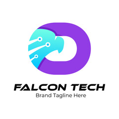 Letter O Tech Eagle Logo, Logo for innovation,technology and digital business