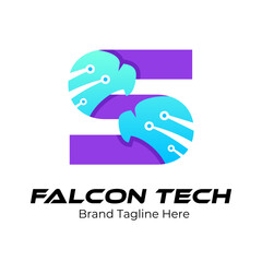 Letter S Tech Eagle Logo, Logo for innovation,technology and digital business