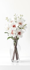 Bouquet of white flowers featuring captivating red centers, arrangement, centerpiece, nature-inspired, special occasion