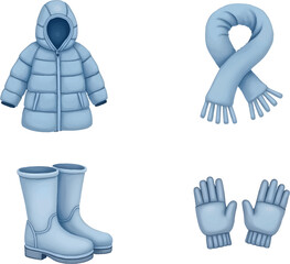 Winter outdoor essentials featuring cozy attire and gear for cold weather activities