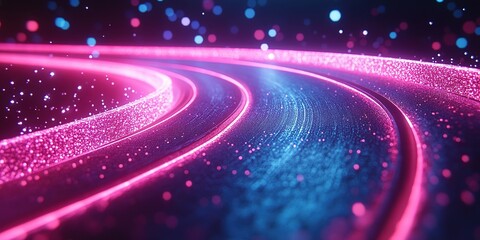 Obraz premium Vibrant swirling lights with sparkling particles create a mesmerizing visual effect at night