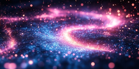 Obraz premium Colorful cosmic patterns blend in a mesmerizing swirl of light and energy across a dark backdrop