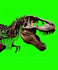 t rex dinosaur skeleton green background