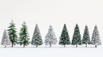 Obraz premium Collection of christmas Trees with Snow on white background