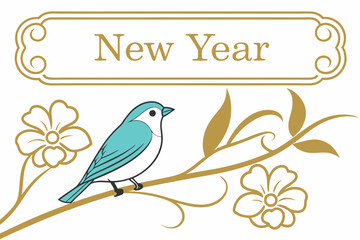 A bird and flowers Congratulations icon vector illustration.