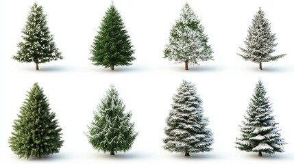 Obraz premium Collection of christmas Trees with Snow on white background