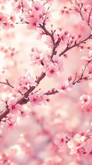 Fototapeta premium Cherry Blossom Branch Seamless Pattern Background , organic shape, floral pattern, earthy tone, natural texture