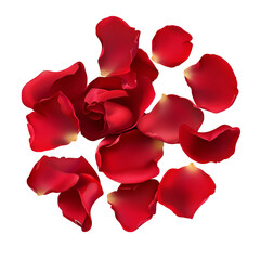 Red Rose Petals Isolated on Transparent Background

