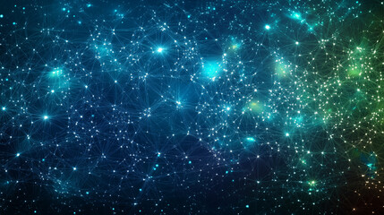 Obraz premium Glowing Digital Mesh Network with 3D Grid and Neon Lines