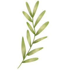 Single Branch Leaf Hand Painting Element