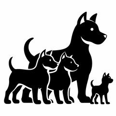 Puppy Pack vector silhouette black design white background