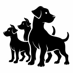 Puppy Pack vector silhouette black design white background