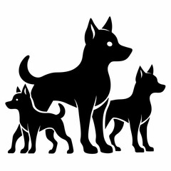 Puppy Pack vector silhouette black design white background