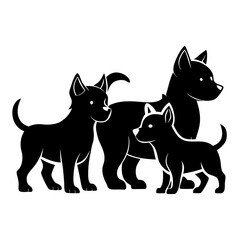 Puppy Pack vector silhouette black design white background