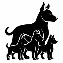 Puppy Pack vector silhouette black design white background