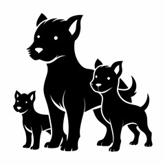 Puppy Pack vector silhouette black design white background