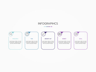 Timeline infographic elements template, business concept with 5 steps and icon, web design, Creative, vector, illustration.