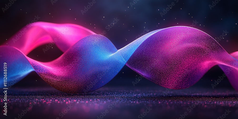 Poster colorful waves of light flow gracefully in a dynamic display of motion and energy in a dark backgrou