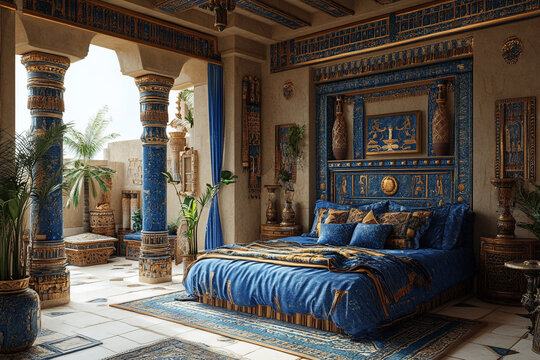 Luxurious Egyptian Themed Bedroom Interior Design