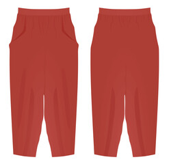 Red harem pants. vector illustration