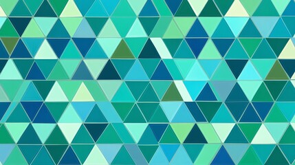 Abstract background with a mosaic of triangles in shades of blue, green, and white.