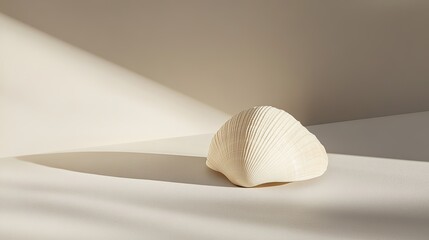 Single seashell on smooth surface with soft shadows