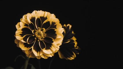 A photo with a dark yellow flower on a black background, with a place to copy the text.